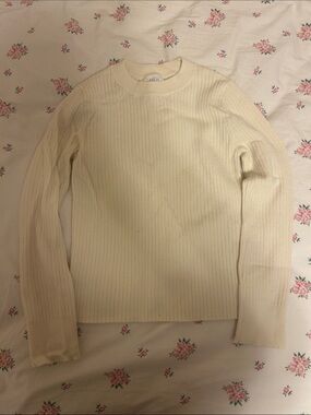 ZARA Kid’s Ribbed Crewneck Sweater in Off-White